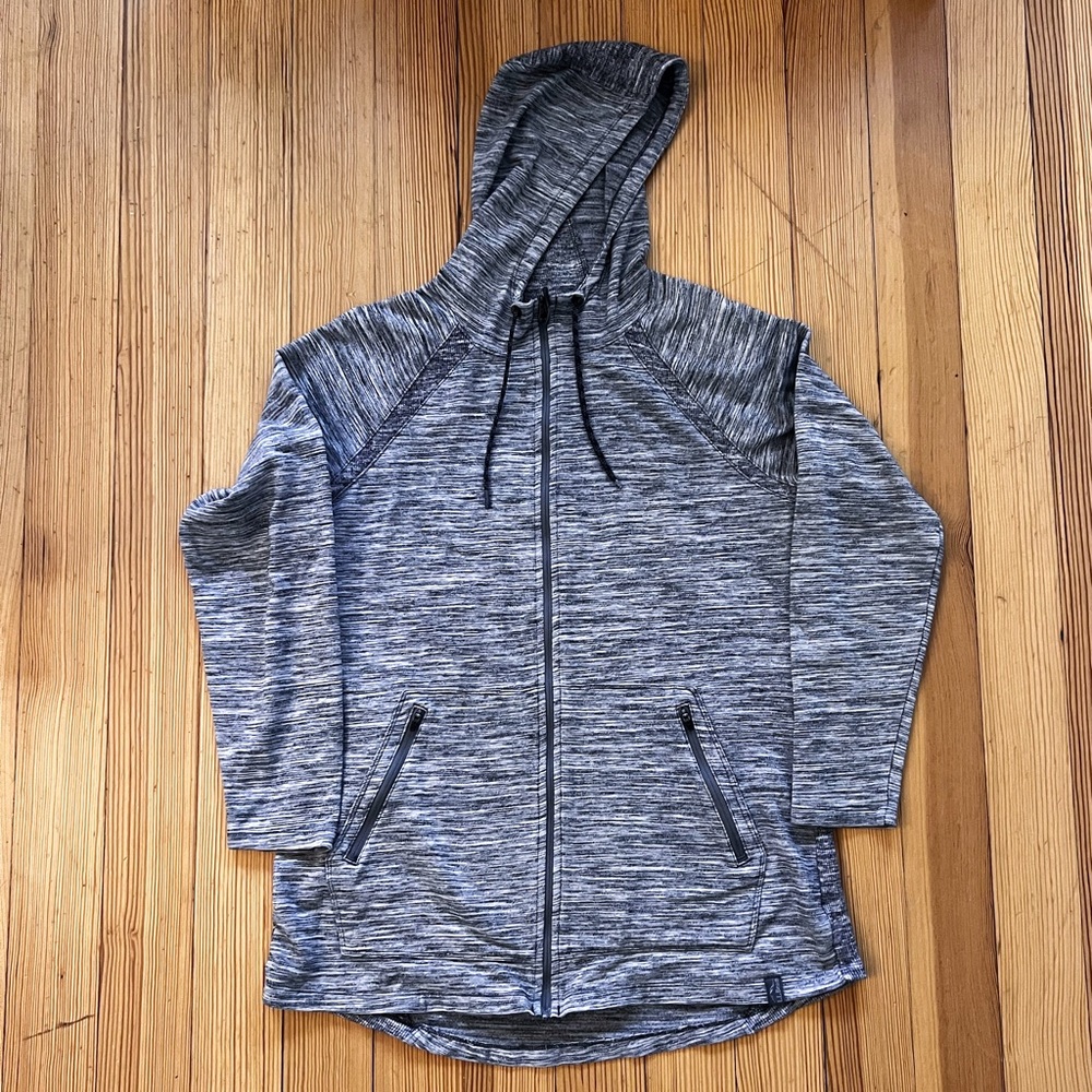 LL Bean Women’s Medium Full Zip Hooded Long Jacket, Gray